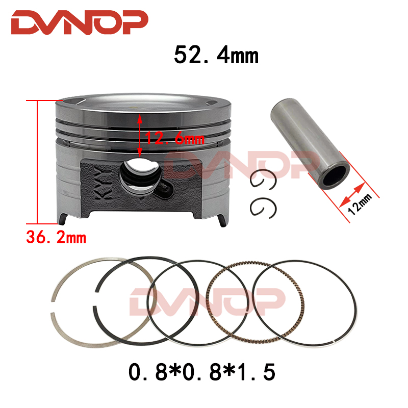 Motorcycle Piston - Motorcycle 52.4mm Piston Ring 12mm pin
